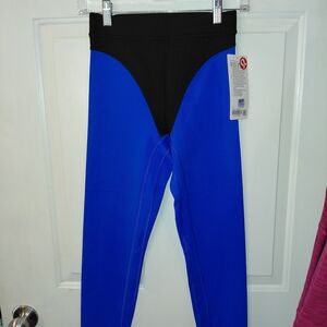Vibrant Blue and Black Kids Leggings